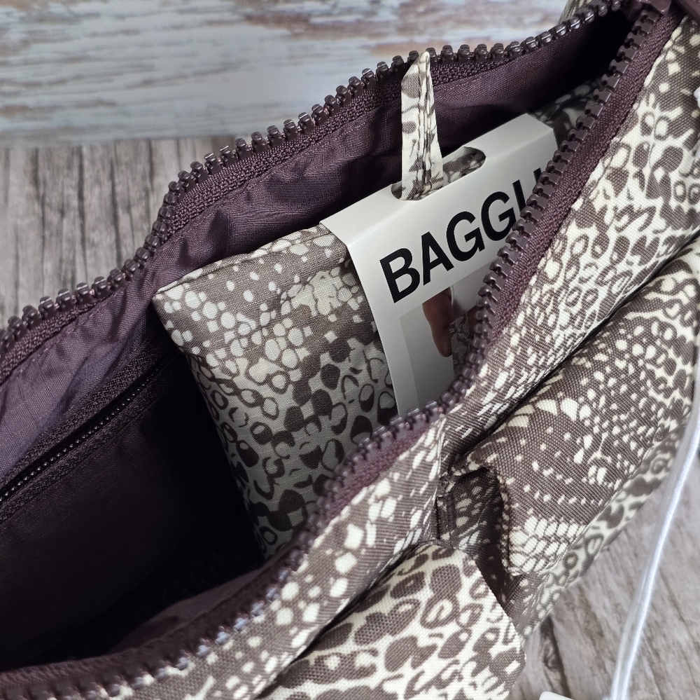 *NWT* BAGGU Cargo Shoulder Bag & Standard Bag Set In Snakeskin Print, Snake Skin - Picture 7 of 13